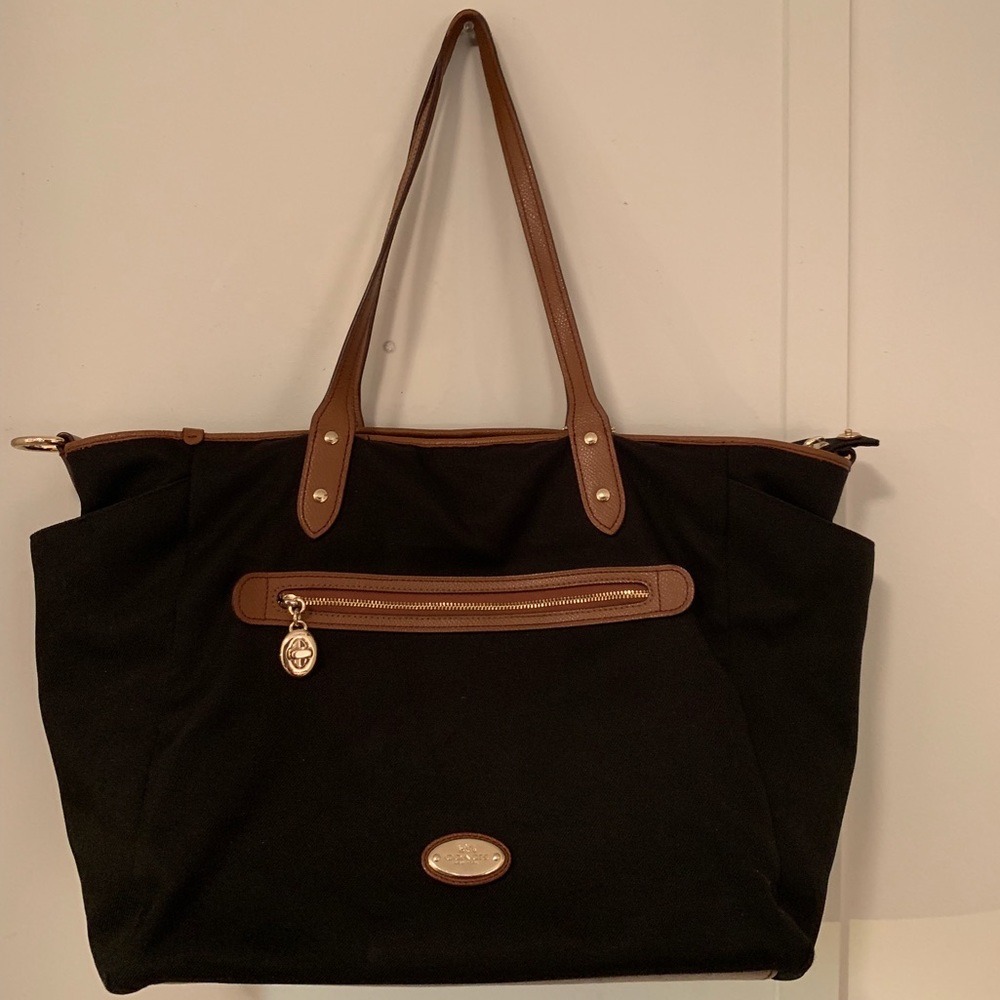 Black and Brown Coach Shoulder Laptop Bag